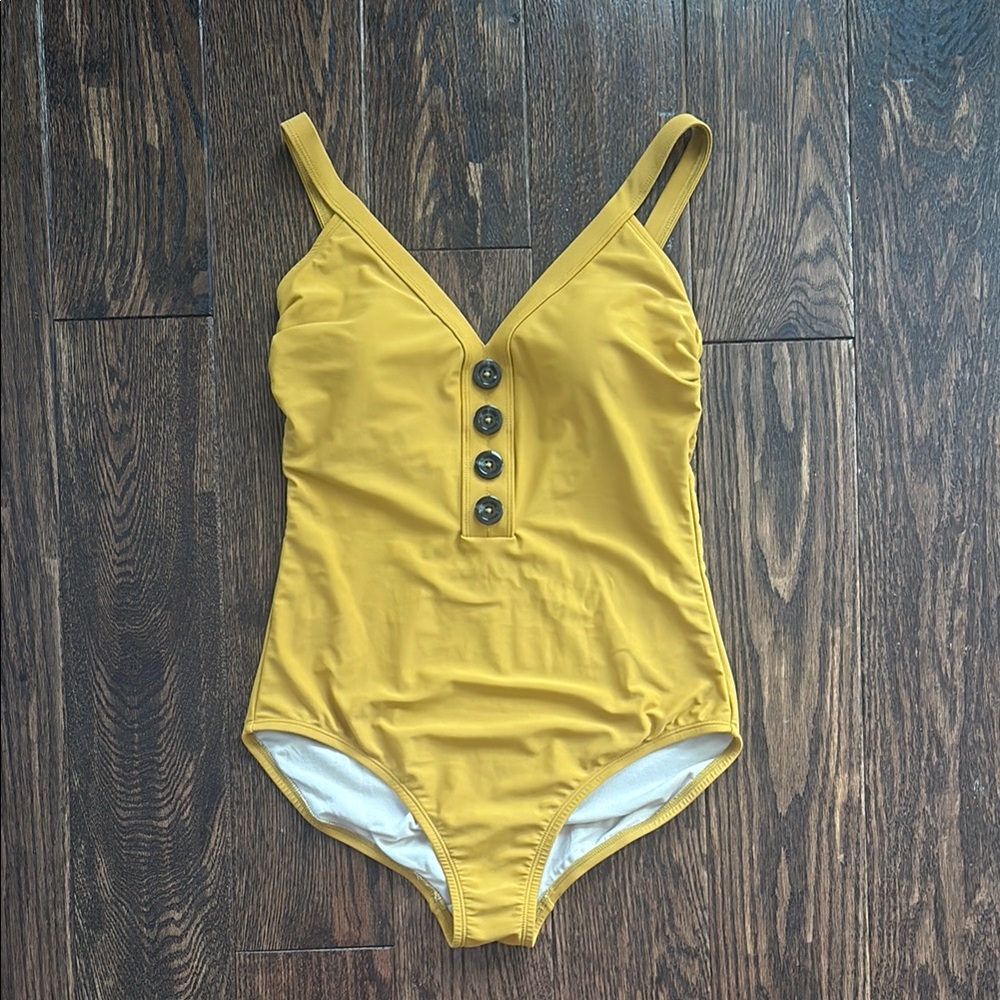Kona Sol Mustard Yellow One Piece Swimsuit